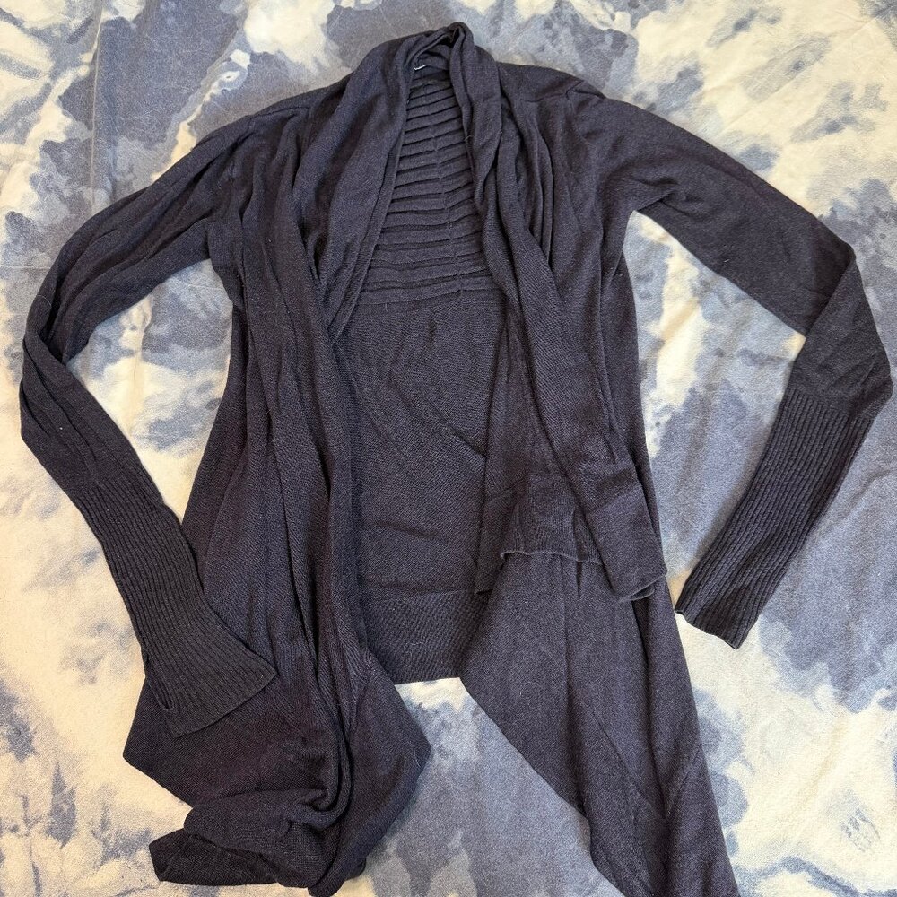 Lululemon Open Drape Cardigan – Dark Purple – Luxe Cashmere Blend Wrap sz 5